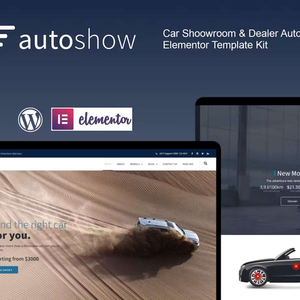 AutoShow - Car Shoowroom & Dealer Elementor Template Kit